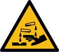 علامت خطر مواد شیمیایی خورنده